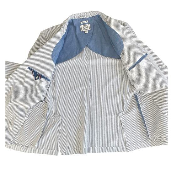 JOS A BANKS 1905 SEERSUCKER BLAZER LIGHTWEIGHT SZ L GRAY/WHITE TAILORED FIT - Picture 15 of 16
